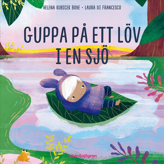 Avslappningssagor. Guppa på ett löv i en sjö